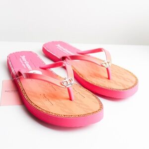 Juicy Couture Hot Pink Orange Flip Flop Sandals NWT Size 9 Y2K